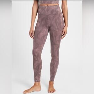Athleta SALUTATION STASH POCKET II PRINTED TIGHT Ava Smoked Almond Brown XS